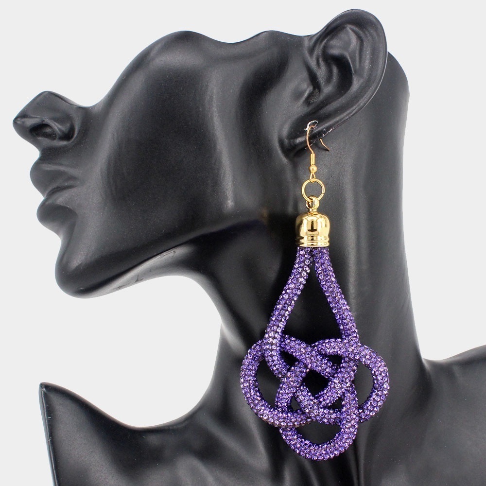 Pave rhinestone braided earrings
